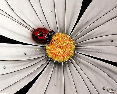 Black and White Flower - Lady Bug by Michael Godard