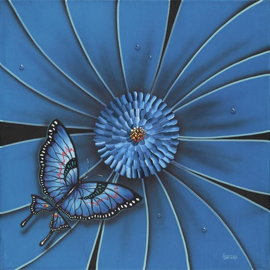 Blue Flower Butterfly by Michael Godard, limited edition giclee