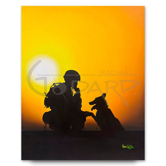 Brothers In Arms by Godard, a limited edition giclee painted in his bold, saturated pop-art style