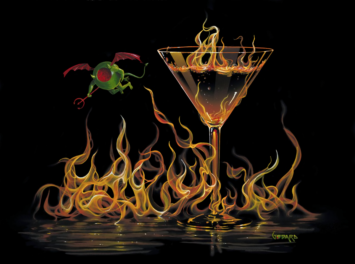 Martinis & Olives collection - Hell of A Martini by Michael Godard